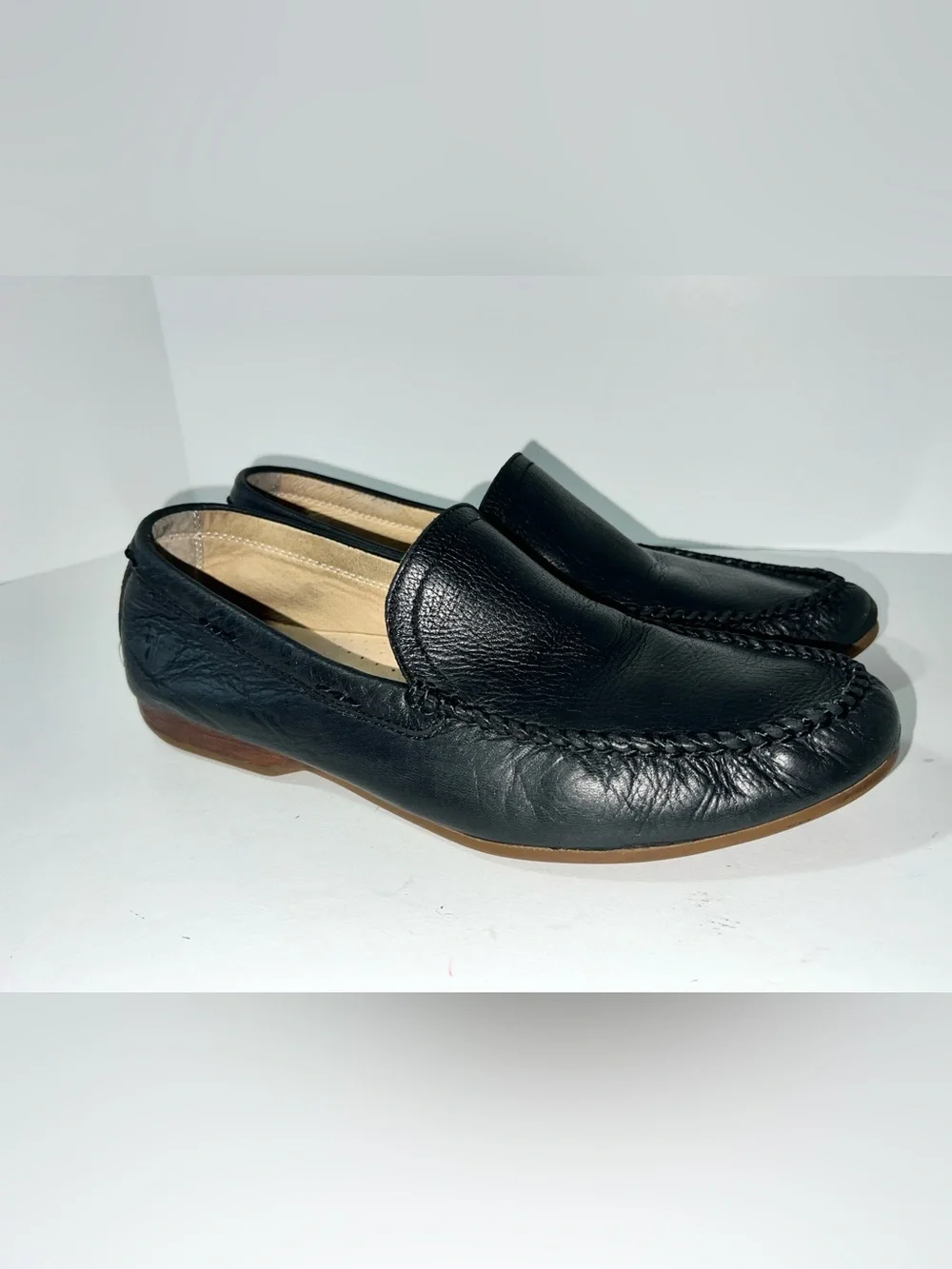 Frye Lewis Venetian Black Leather Driving Loafers Men’s 10.5 Slip On Moccasins